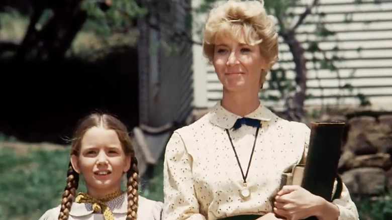 Laura Ingalls and Miss Eva Beadle in Little House on the Prairie