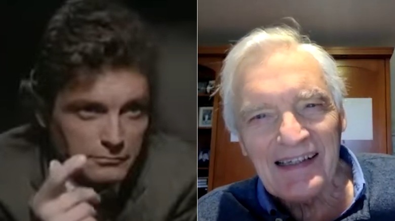 Split image of David Selby in a still from "Chicago Fire" and in a YouTube video