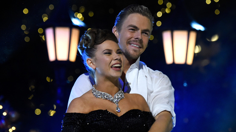 Bindi Irwin and Derek Hough smiling on Dancing With the Stars.