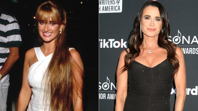 Side-by-side images of Kyle Richards posing for a photo