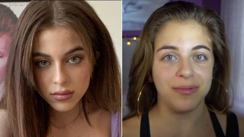 Baby Ariel looking at camera with and without makeup