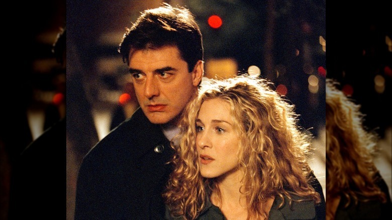 Chris Noth and Sarah Jessica Parker looking serious