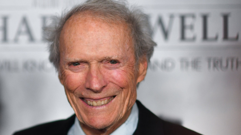 Clint Eastwood gray hair grinning