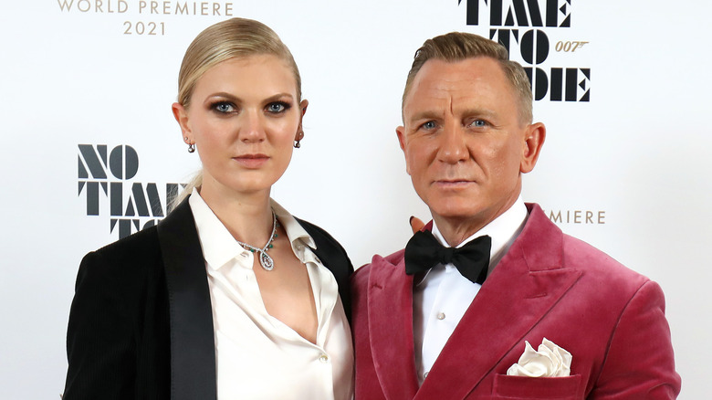 Ella Loudon and Daniel Craig slightly smiling