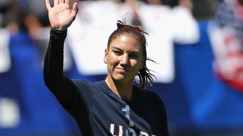 Hope Solo waving