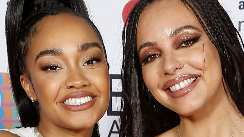Little Mix's Jade Thirlwall and Leigh-Anne Pinnock smiling on the red carpet