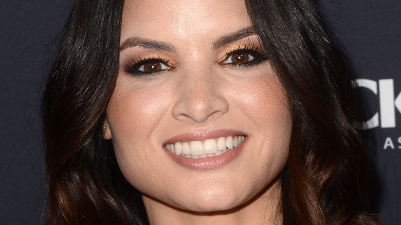 Katrina Law gold eyeshadow nude lip smiling