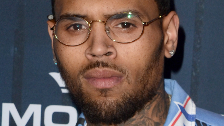 Chris Brown wearing glasses