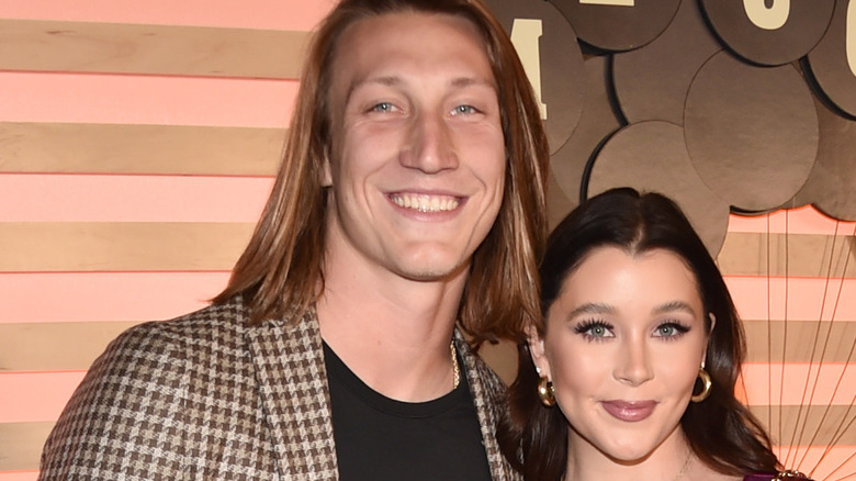 Trevor Lawrence and Marissa Mowry smiling