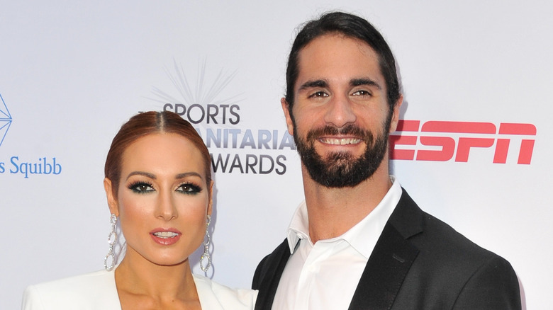 Becky Lynch and Seth Rollins red carpet