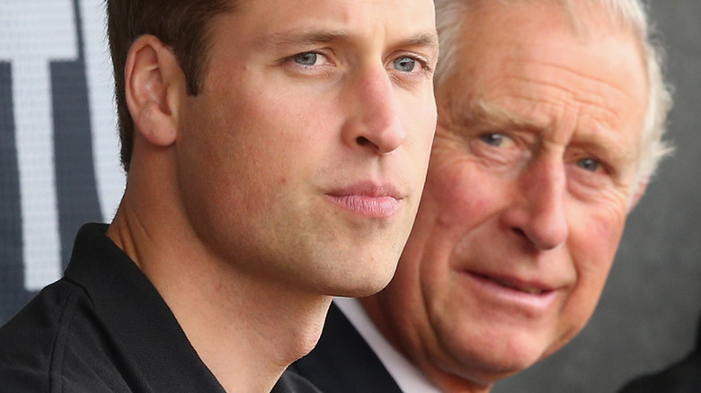 Prince William and Prince Charles watching