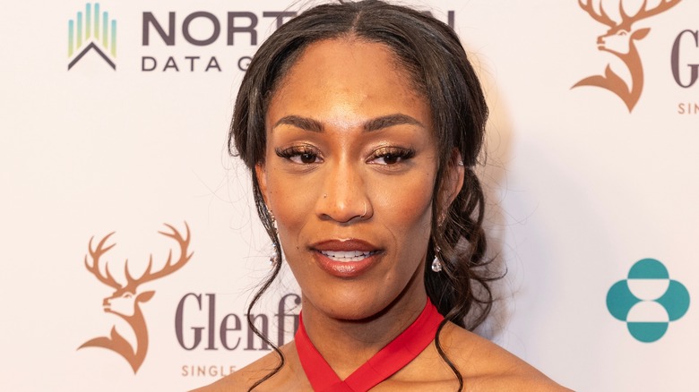 A'ja Wilson in red garment