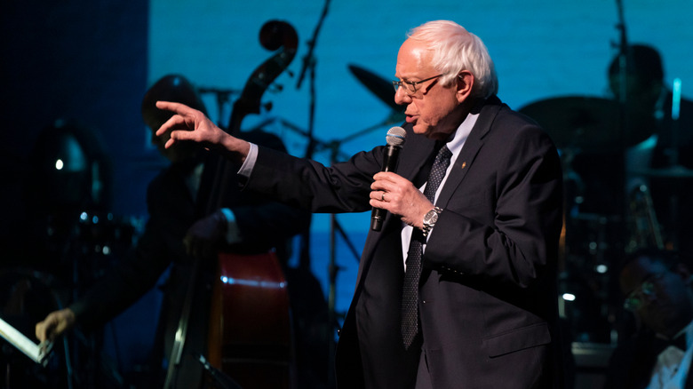 Bernie Sanders speaks at a concert
