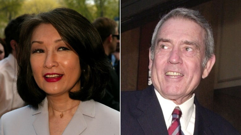 Connie Chung smiles, Dan Rather smiles