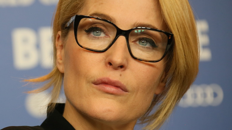 Gillian Anderson wearing black glasses