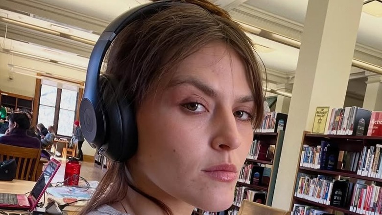 Tessa Gourin posing for photo in public library