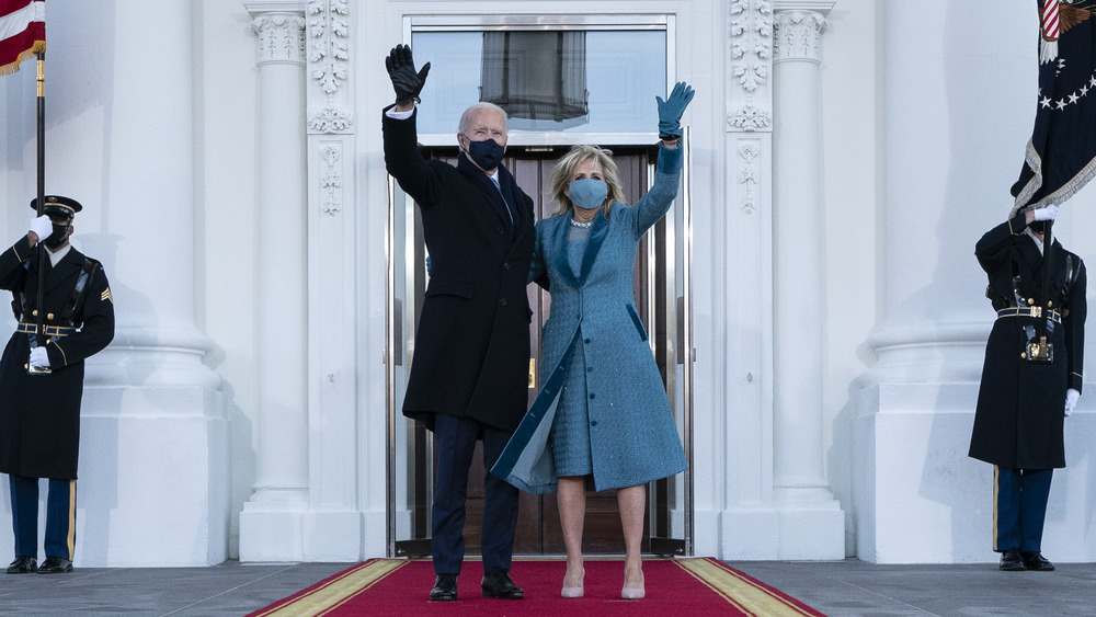 Joe and Jill Biden waving