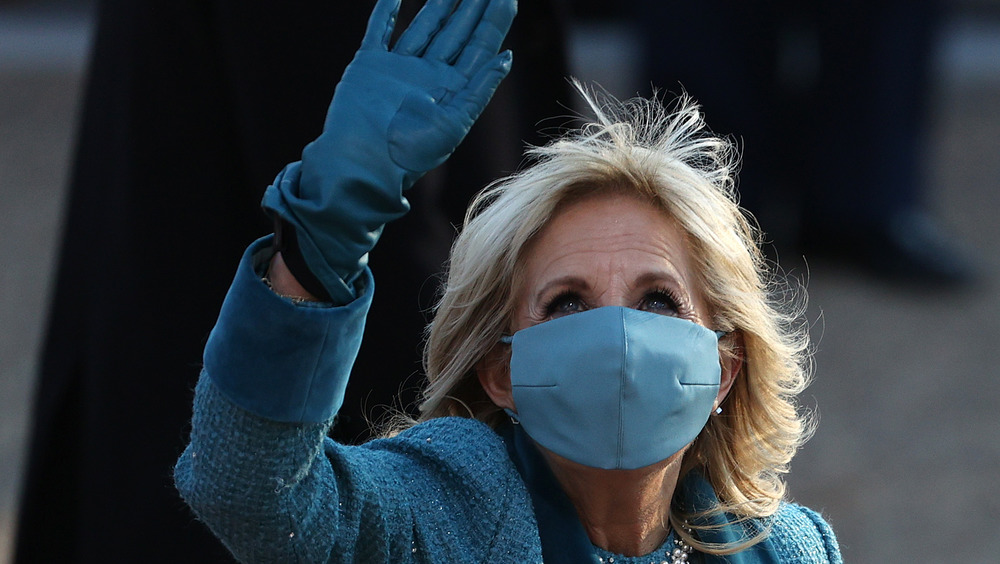 Jill Biden waving at inauguration