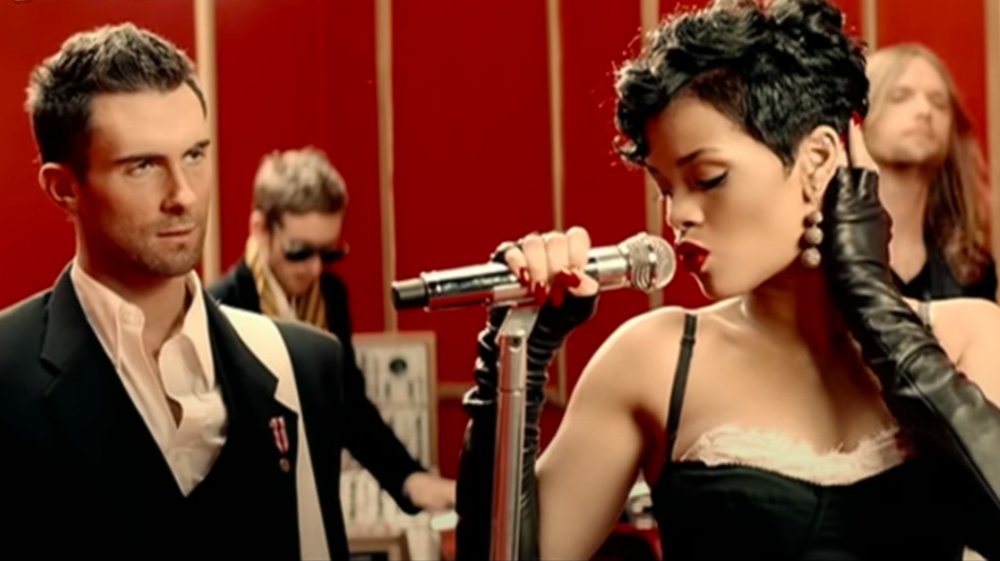 Adam Levine, Maroon 5, and Rihanna in the video for If I Never See Your Face Again