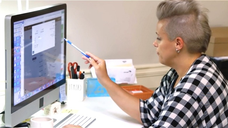 Wife Swap woman working at computer