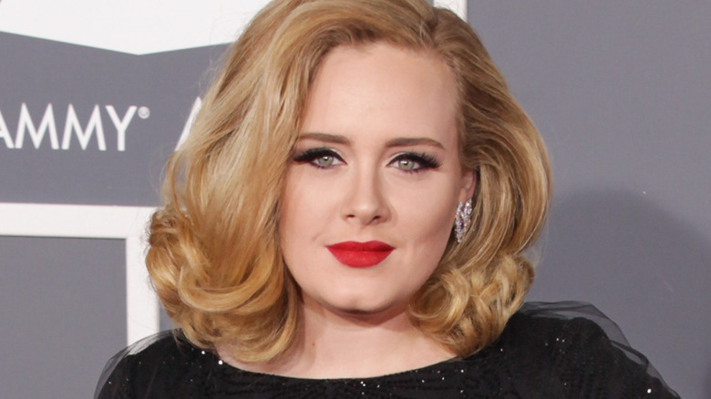Adele with red lipstick