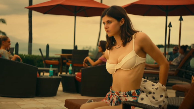 Alexandra Daddario in white bikini