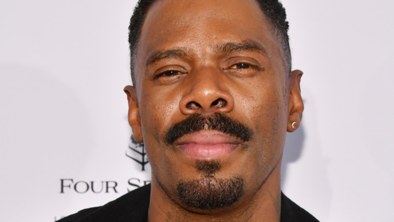 Colman Domingo, 2020 red carpet, black turtleneck sweater, not smiling 