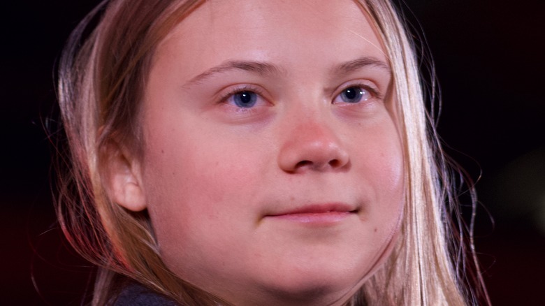 Greta Thunberg looking to the side