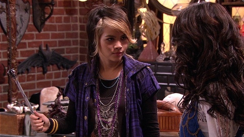 Hayley Kiyoko in Wizards of Waverly Place, holding wand next to Alex