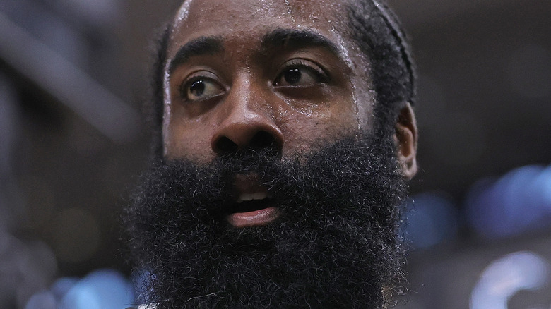 James Harden sweating