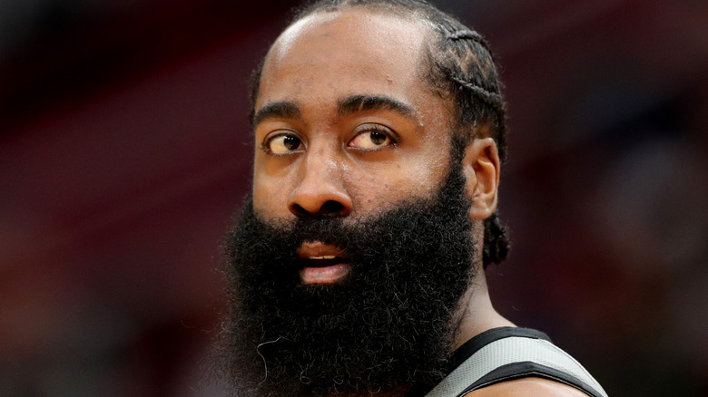 James Harden gazing up and to side