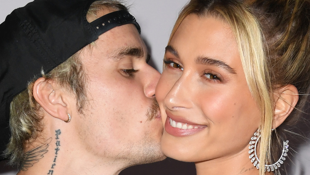 Justin Bieber kissing Hailey Bieber