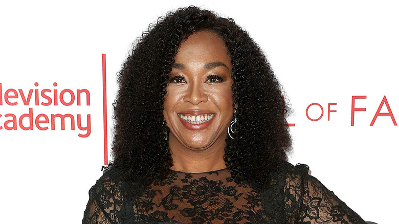 Shonda Rhimes wearing black lace