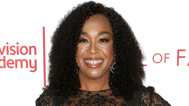 Shonda Rhimes wearing black lace