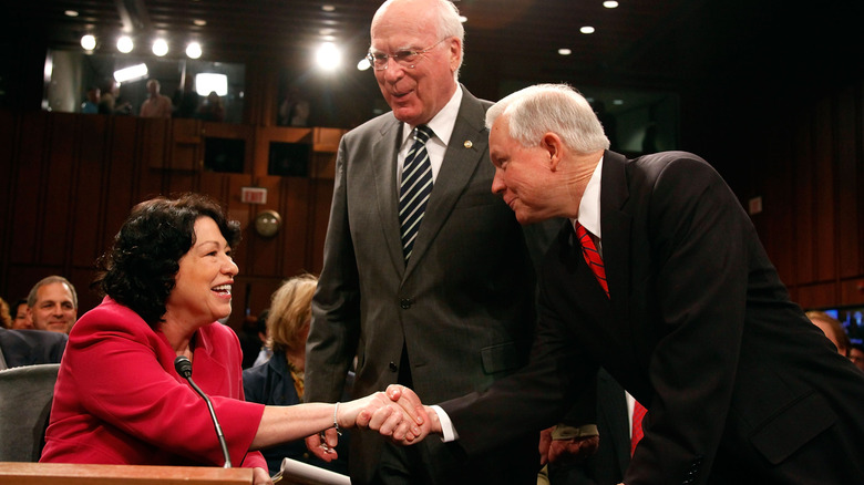 Sonia Sotomayor and Jeff Sessions shaking hands