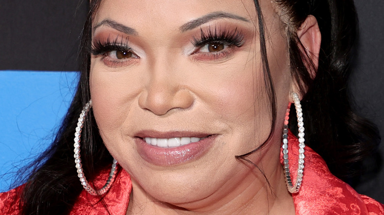 Tisha Campbell silver hoop earrings 