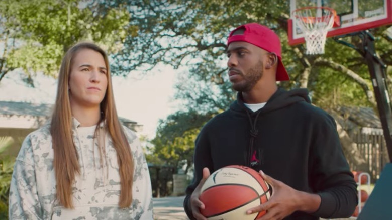 Sabrina Ionescu and Chris Paul in the State Farm Commercial