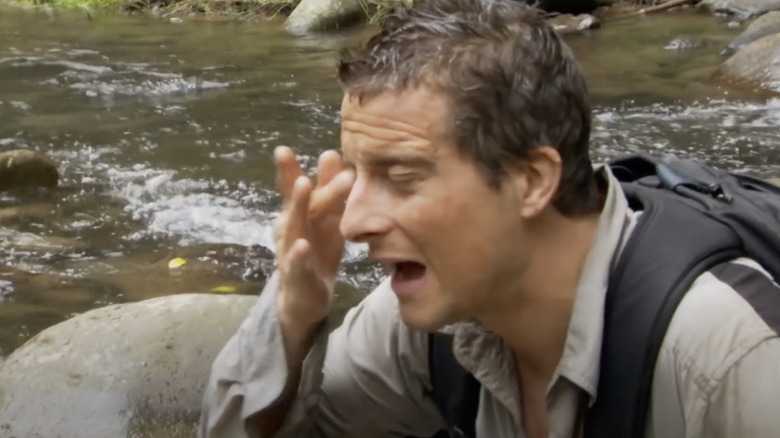 Bear Grylls with something in his eye