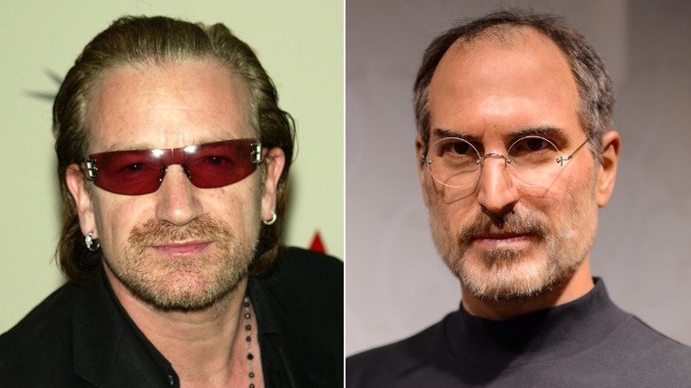 Bono and Steve Jobs split image