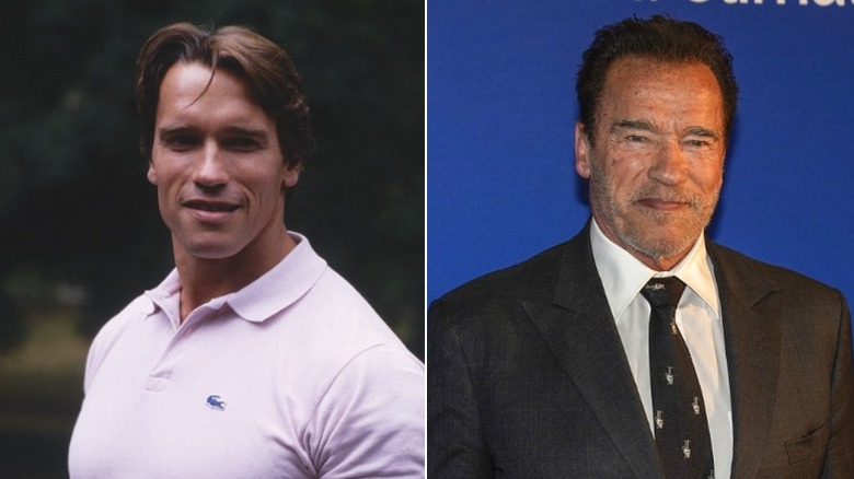 Young and old Arnold Schwarzenegger image split