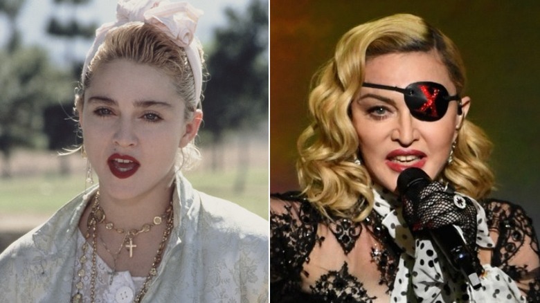 Young and old Madonna image split