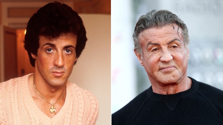 Young and old Sylvester Stallone image split