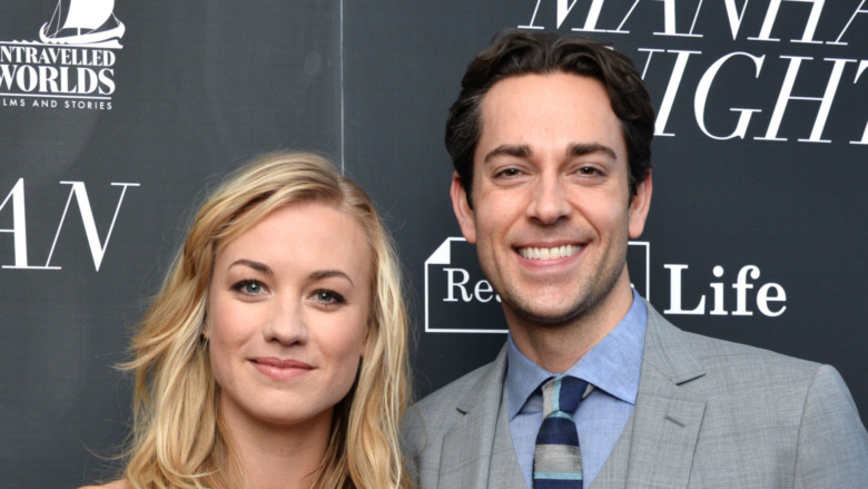 Yvonne Strahovski and Zachary Levi pose together