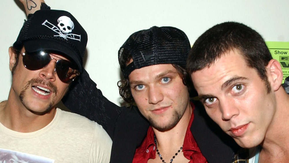 Johnny Knoxville, Bam Margera, and Steve-O backstage