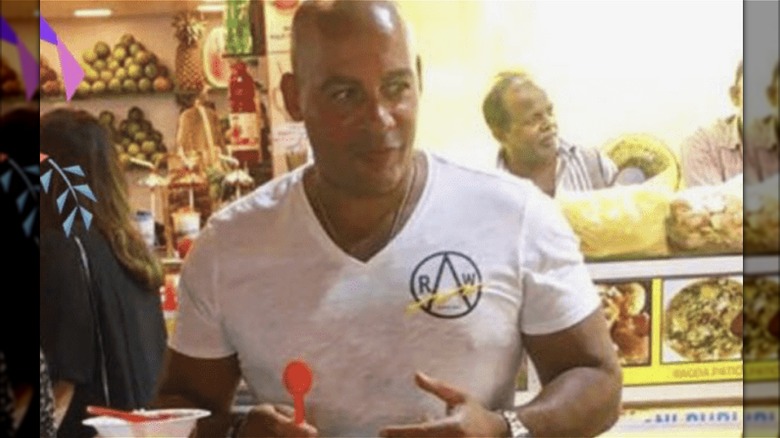 Chef Leon Walker white T-shirt side-eye