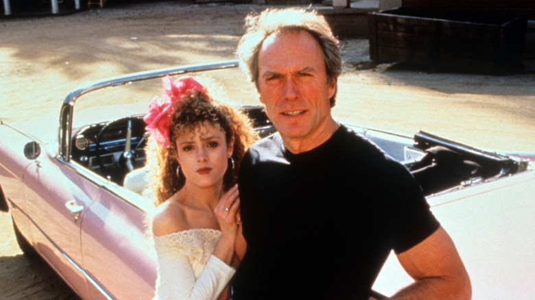 Bernadette Peters and Clint Eastwood on set of the film Pink Cadillac