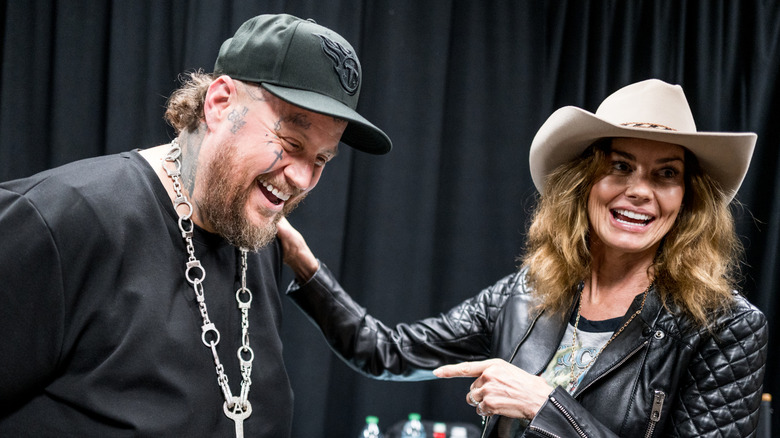 Faith Hill laughing with Jelly Roll at CMA Fest 2025