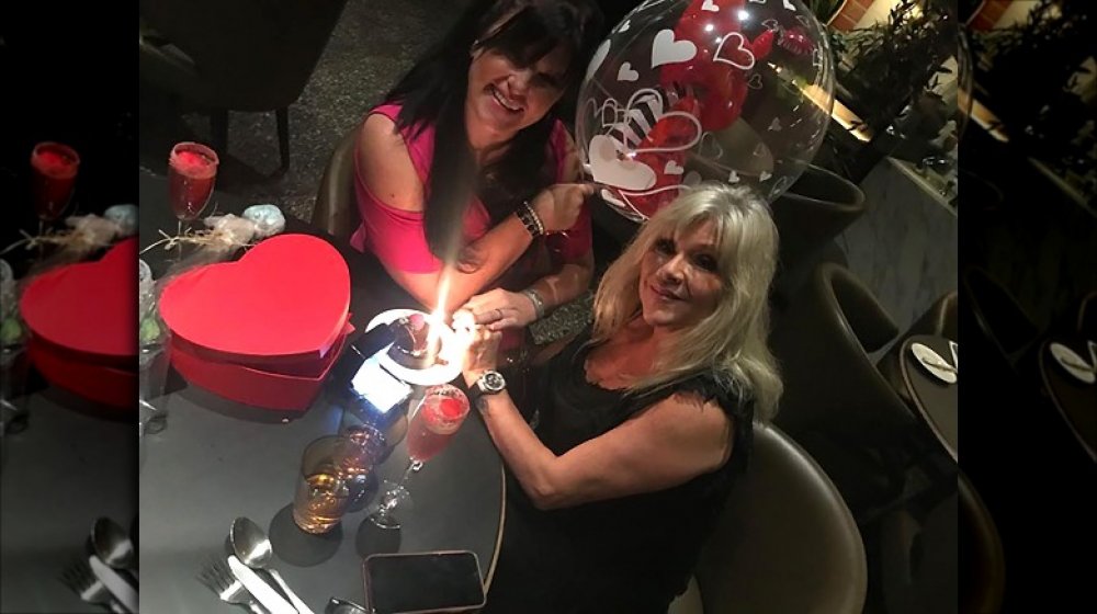 Linda Olsen and Samantha Fox at their engagement in February 2020