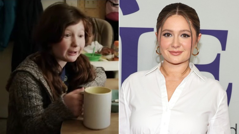 Split image of Emma Kenney in season 1 of Shameless and in 2025