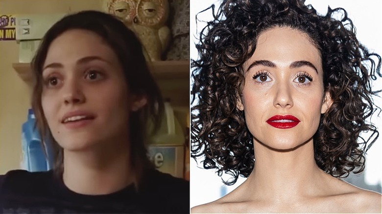 Split image of Emmy Rossum in season 1 of Shameless, and posing in 2025